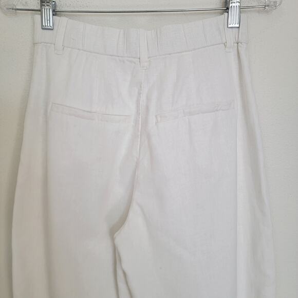 Abercrombie & Fitch White High Waist Wide Leg Linen Pants Sz XS Coastal Beachy - Picture 8 of 11